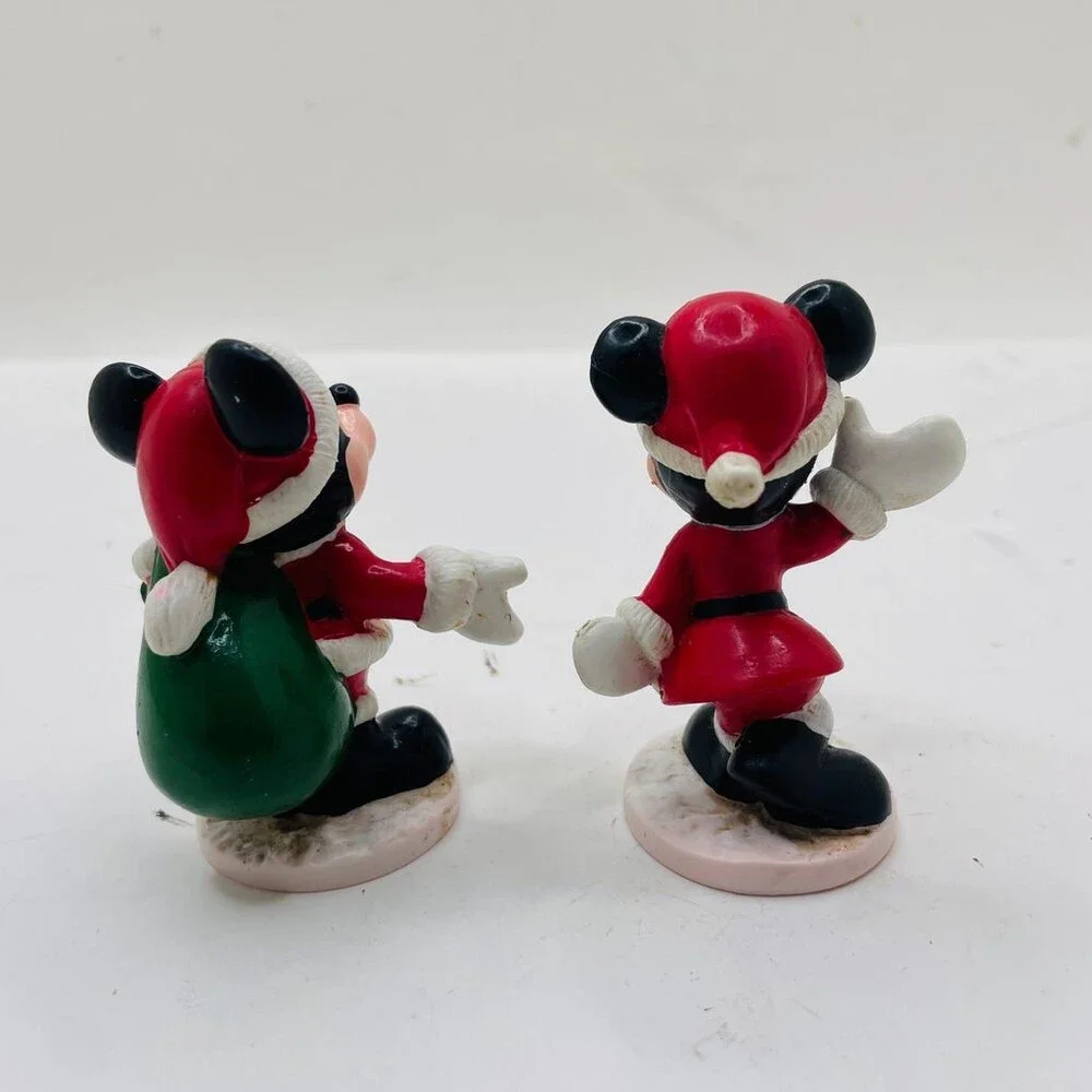 Disney Mickey & Minnie Santa Christmas Plastic Figurines - Set of 2